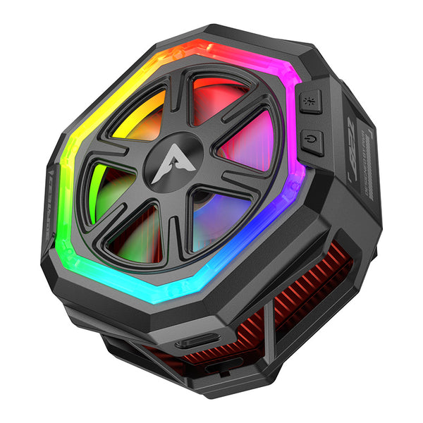 PIVA B21 Black Magnetic Back Cooling Fan Mobile Phone Radiator Intelligent Temperature Control Connectable APP Gaming Ring Light