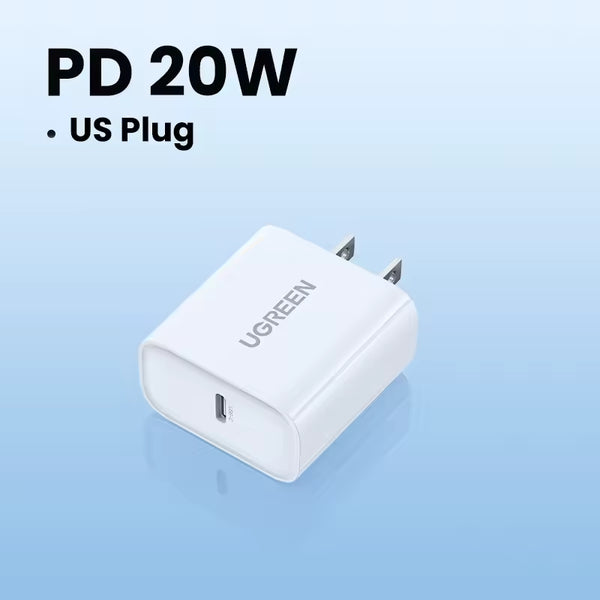 UGREEN travel charger PD USB C Mobile Charger 20W PD Fast Charger USB C Power Adapter Charging for iPhone Pro Max