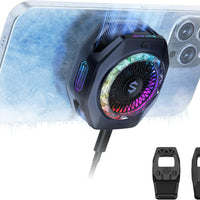 Black Shark Magnetic Phone Cooler 5 Pro - 18 Addressable RGB LEDs, Detachable Grip, APP-Controlled Thermostatic Cooling Fan for iPhone MagSafe/Android/iPad -Gaming/Streaming/Photography (LEBANON  ONLY)