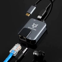Sarafox 3in1 Type c To 3.5mm Audio with 1000mbp Rj45 network and PD3.0 Fast Charger For PUBG Gaming Razer Xiaomi Blackshark