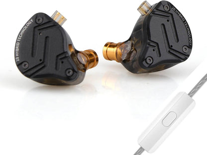 Linsoul KZ ZS10 PRO X ترقية 1DD+4BA Hybrid Driver HiFi داخل سماعات الأذن IEM مع لوحة حماية من خليط معدني، كابل 2Pin قابل للفصل مطلي بالفضة لمرحلة DJ الموسيقية (مع ميكروفون)
