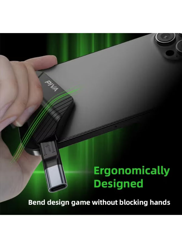 واقي PIVA Gaming FPC Elbow Tail Plug Type C – تصميم Ergonomic بزاوية 90 درجة، دعم 4K@60Hz، شحن سريع 60W ونقل بيانات 10Gbps لـ RedMagic و iPhone و Samsung و أجهزة Android والهواتف الذكية