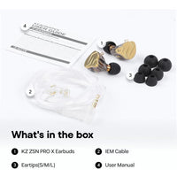 KZ ZSN PRO X IEM Dual Driver 1BA+1DD Hybrid Metal Earphones HiFi in-Ear Monitor with Detachable Recessed 2Pin Cable, Zinc Alloy Panel (With Mic, Gold)