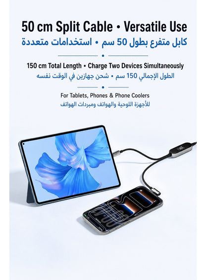 REDMAGIC 2 in 1 USB C Charging & Data Cable, Dual Device Fast Charging, 45W Phon