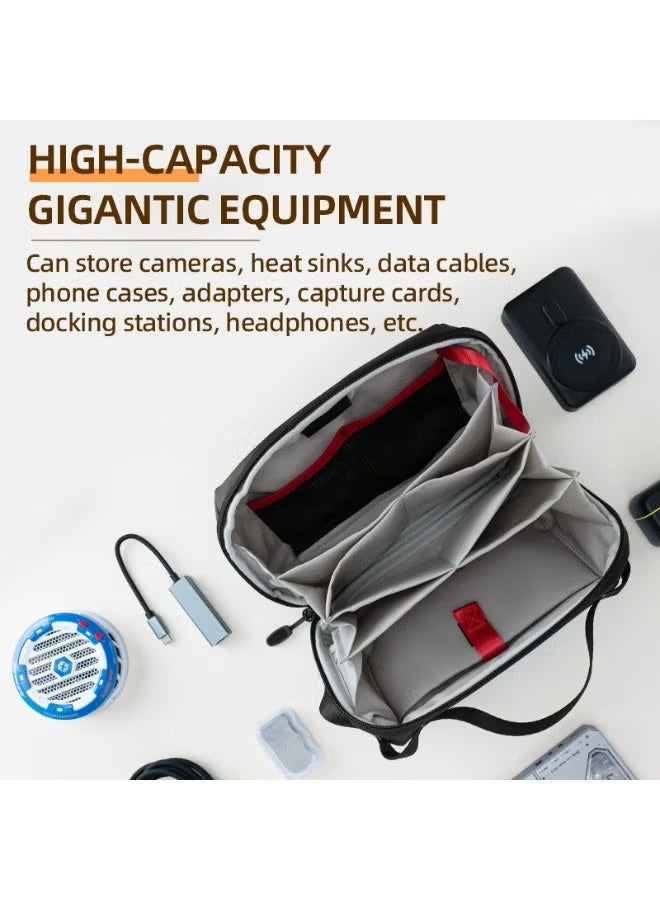 PIVA High-Capacity Gigantic Equipment Storage Bag – Digital Accessories Organizer for Cameras, Data Cables, Chargers, Phone Cases, Adapters, Capture Cards, Docking Stations & Headphones, Travel Tech Organizer Case