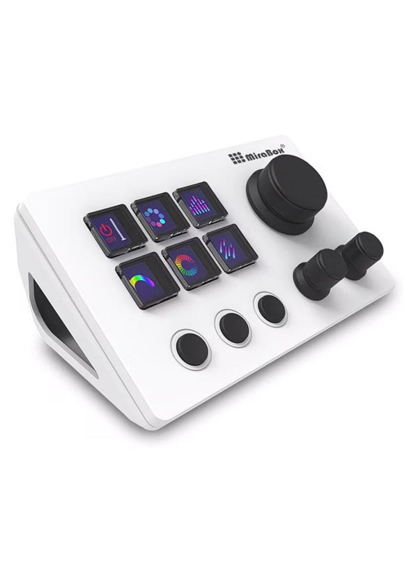 MiraBox N3 Stream Controller Deck V3 with 6 Programmable LCD Keys, 3 Multifunction Rotary Dials and 3 Tactile Buttons, Stream Deck Macro Controller for Live Streaming, Gaming, Audio Control, OBS Studio, Twitch, YouTube, Windows and Mac