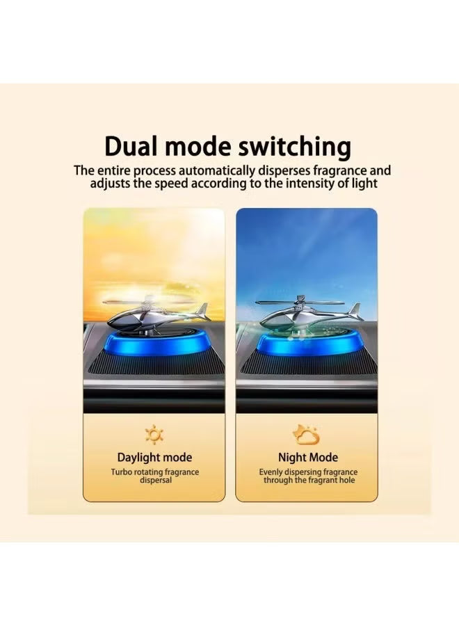 Car Air Freshener Helicopter Solar Energy Rotating Aromatherapy Aviation Al Alloy Diffuser Interior Decoration Accessories Diffuser For Car & Home Car Perfumes - INCLUDES NON SLIP MAT and AIR FRESHENER ESSENTIAL OIL