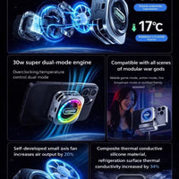 Phone Cooler Nubia RedMagic 6 Pro Magnetic Phone/Tablet Cooler – 30W Ultra-Cooling Gaming Fan with Graphene Heatsink, and Magnetic Mount – For Smartphones, Tablets, iPad & Steam Deck (Perfect for PUBG Mobile, COD & More) - Special Edition Black