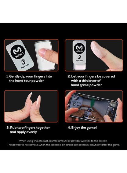 Memo FS03 Gaming Finger Powder, Anti-Sweat & Anti-Slip Finger Speed Powder for S
