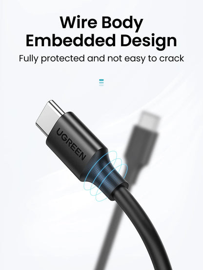 UGREEN USB C to USB-C Charger Cable 60W Type C to C 1 METER Lead Fast Charging Compatible With iPhone Air/17/16 Pro Max, Galaxy S25 Ultra, Pixel 9, iPad Pro 2024/Air 5, MacBook Pro (1M)