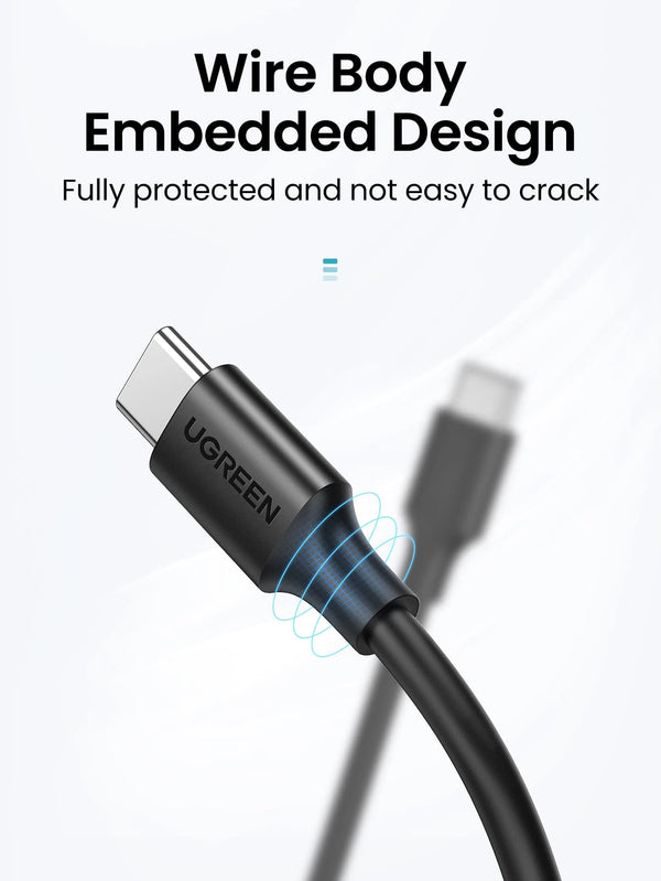 UGREEN USB C to USB-C Charger Cable 60W Type C to C 1 METER Lead Fast Charging Compatible With iPhone Air/17/16 Pro Max, Galaxy S25 Ultra, Pixel 9, iPad Pro 2024/Air 5, MacBook Pro (1M)