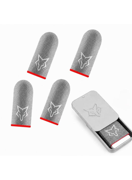 Sarafox V10 4 Pieces Mobile Gaming Finger Sleeves, Golden Silk Silver Fiber Touc