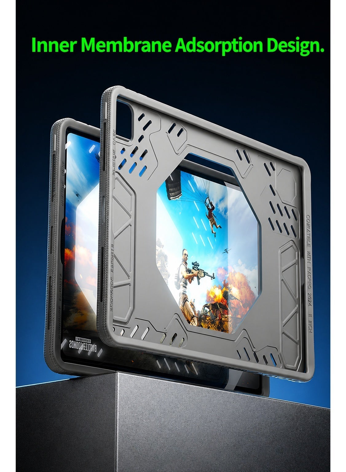 PLEXTONE GP60 Mark III Gaming Case for iPad Pro 11 Inch (2024–2025 M4/M5), Rugged Shockproof Tablet Case, Silicone Protective Cover with Cooling Fan Hole, Heat Dissipation Design, Anti-Slip Ergonomic Grip, Heavy Duty Drop Protection for Gaming & Work