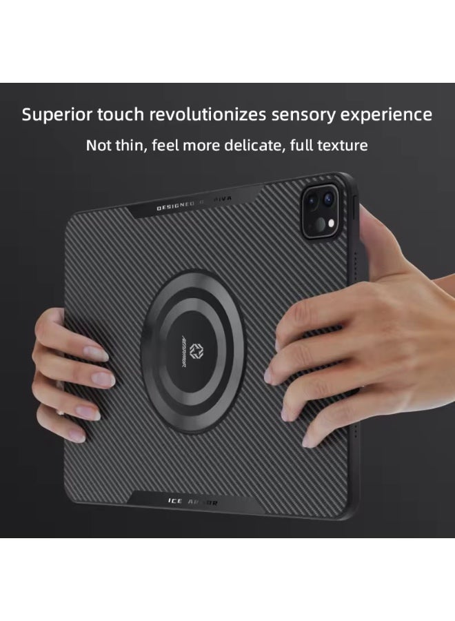 PIVA 2-in-1 Magnetic Gaming Protective Case, Carbon Fiber TPU Cover with Built-I