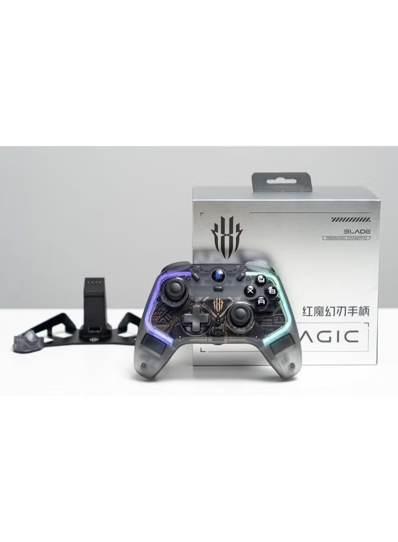 REDMAGIC Cyber Wireless Gaming Controller 1000Hz – RGB Gamepad with Hall Effect Joysticks & Triggers, 3-Mode Connection (Wired / Bluetooth / 2.4G), Aluminum Charging Dock, Turbo & Macro, Compatible with PC, Android, iOS, Tablet, Smart TV & Nintendo Switch