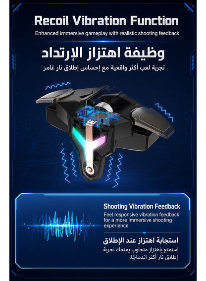 شفتات ليزر اوتوماتيكية عالية الجودة للهاتف من سارافوكس، 4 اصابع،  سرعة استجابة فائقة، وضع إطلاق متكرر سريع، أزرار معدنية متينة، متوافقة مع جميع هواتف ايفون واندرويد مخصصة لالعاب مثل ببجي موبايل
