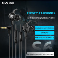 PIVA S6 Falcon Gaming Earphones 3.5mm Wired Earbuds with RGB Lighting Built-in S