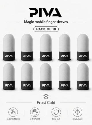 PIVA 10 Mobile Gaming Finger Sleeves – Frost Cold Silver Fiber Touchscreen Finger Cover for PUBG & FPS Games, Anti-Sweat, High Sensitivity, Smooth Control For RedMagic, iPhone, iPad, Samsung, Poco and Mobile Phones (5 Pairs / 10 PCS) – Grey