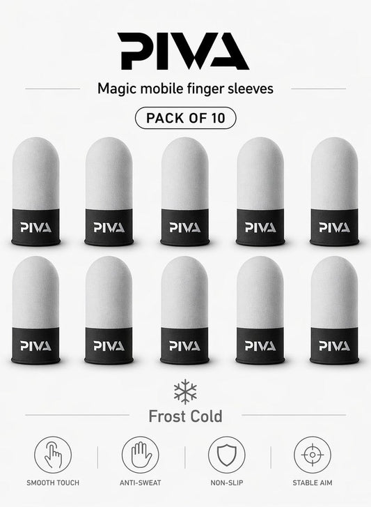 PIVA 10 Mobile Gaming Finger Sleeves – Frost Cold Silver Fiber Touchscreen Finger Cover for PUBG & FPS Games, Anti-Sweat, High Sensitivity, Smooth Control For RedMagic, iPhone, iPad, Samsung, Poco and Mobile Phones (5 Pairs / 10 PCS)