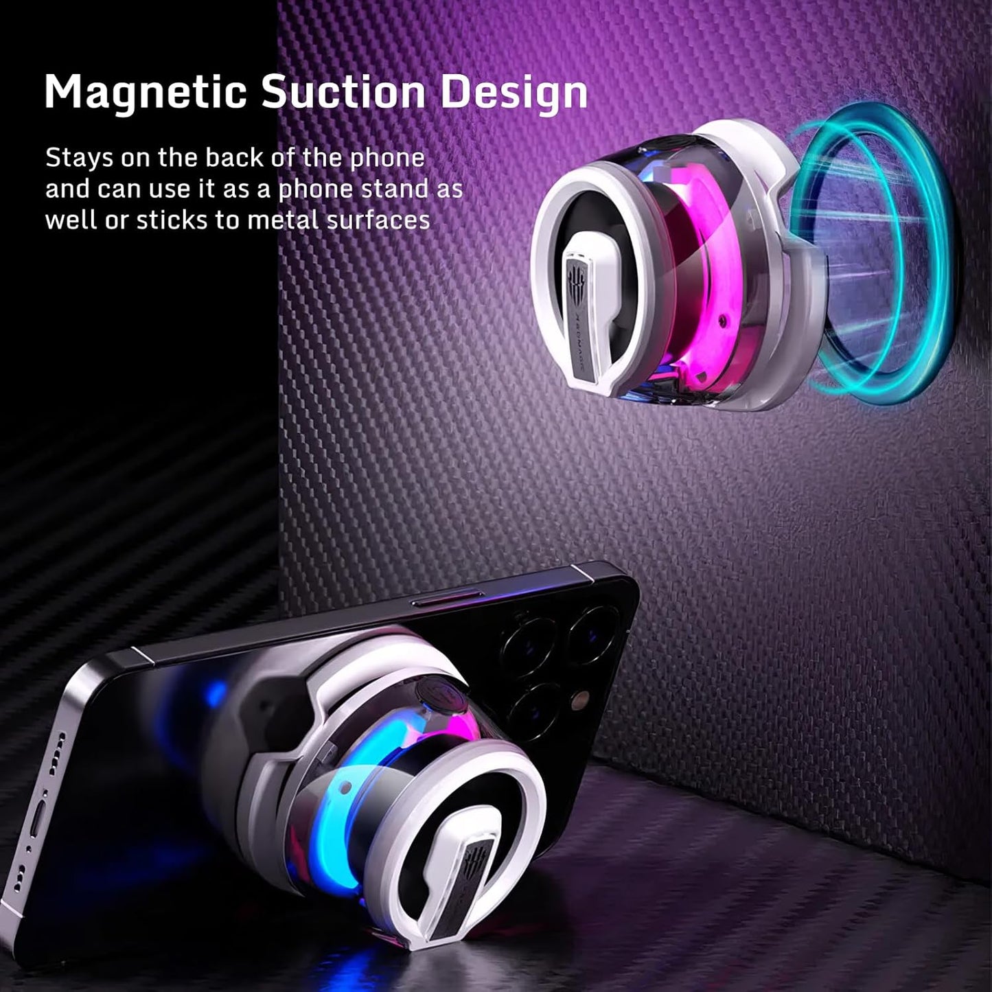 RedMagic Mini Phone Stand with Bluetooth Speaker, BT 5.3, RGB Light, Game/Music Mode, Wireless Portable Magnetic Speaker for Golf Cart, Travel, Shower, Outdoors or Metal Surface (UAE ONLY)