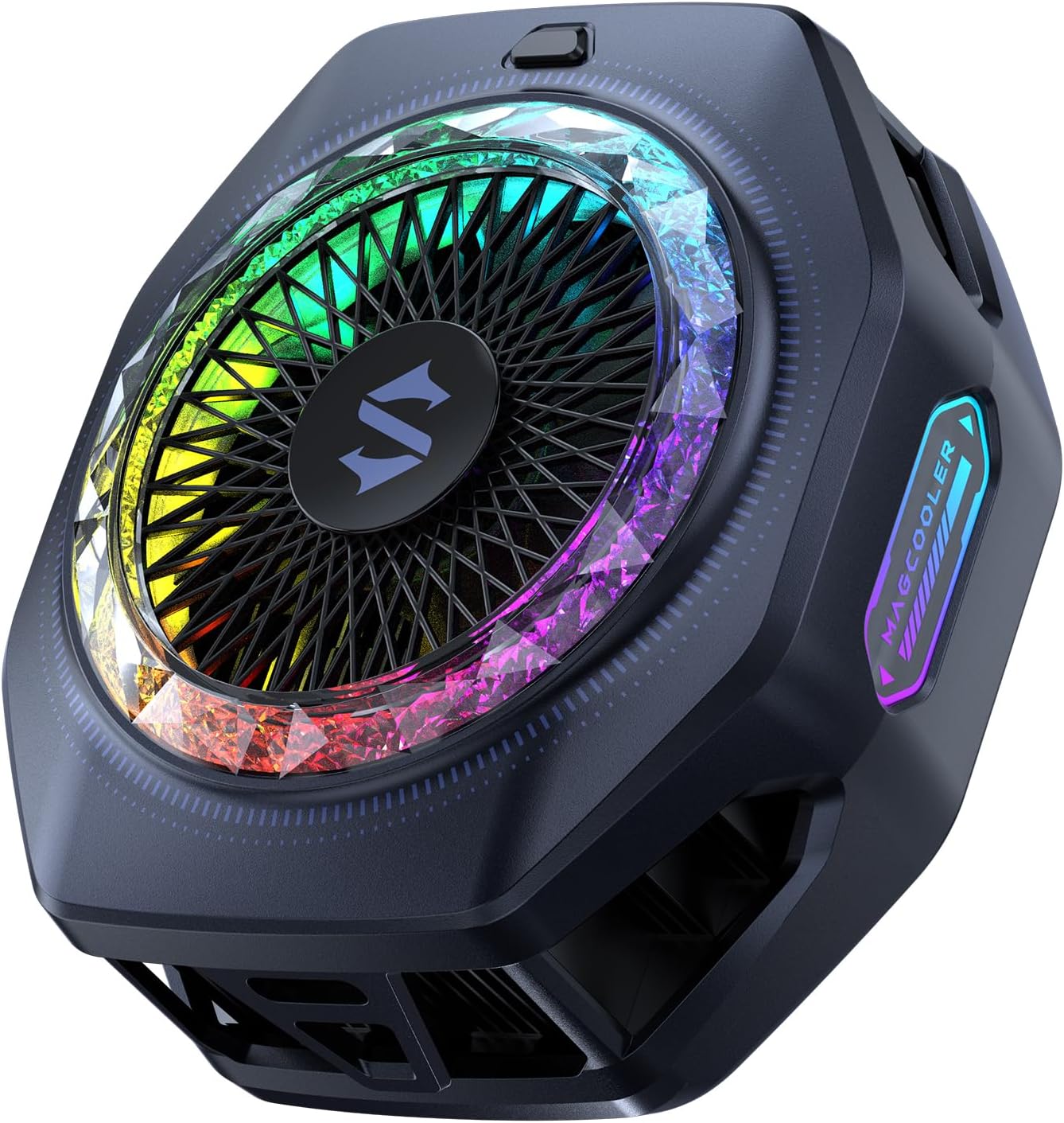 Black Shark Magnetic Phone Cooler 5 Pro - 18 Addressable RGB LEDs, Detachable Grip, APP-Controlled Thermostatic Cooling Fan for iPhone MagSafe/Android/iPad -Gaming/Streaming/Photography (LEBANON  ONLY)