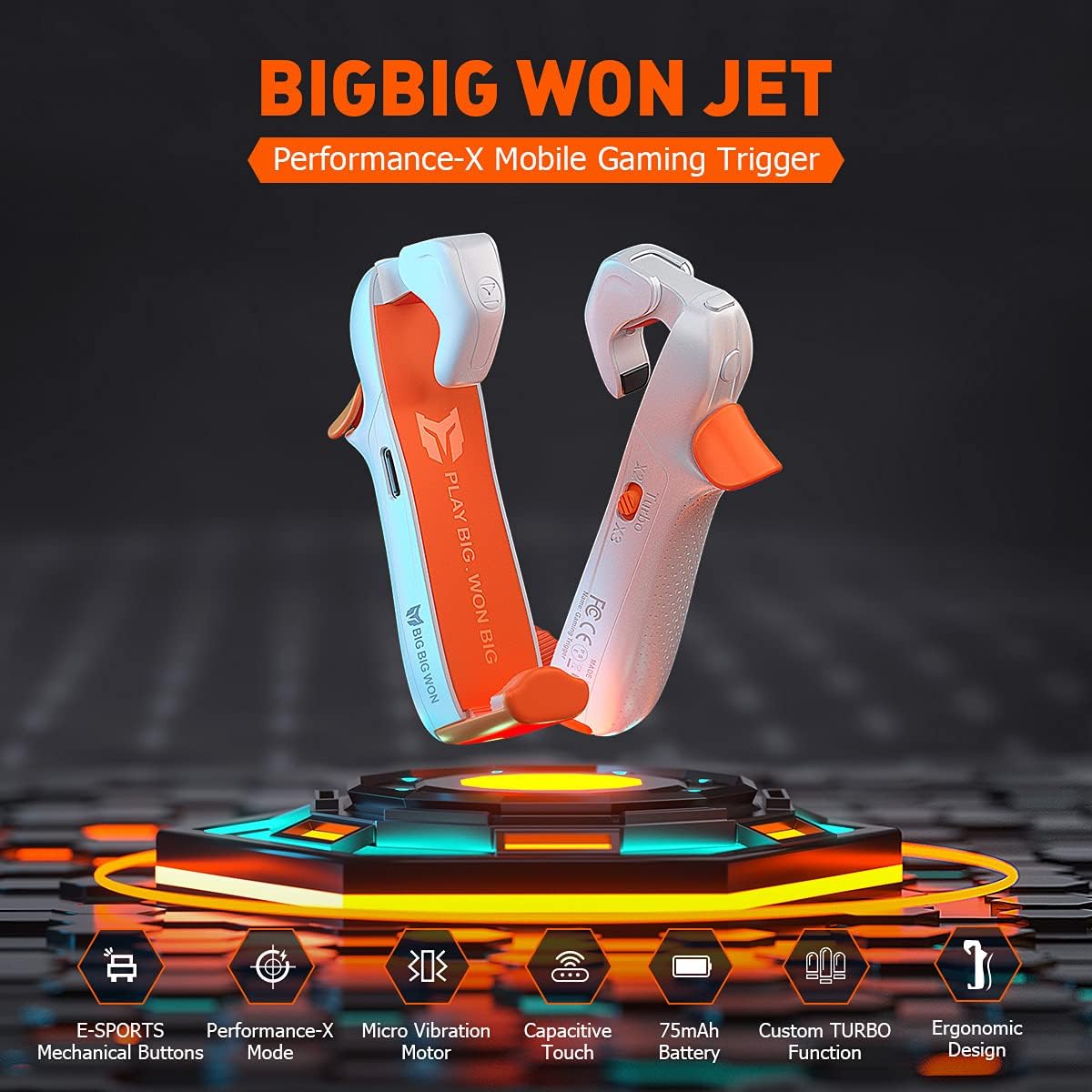 BIGBIG WON Mobile Gaming Triggers, Mobile Game Controllers Plug and Play for iOS and Android Phone 4.7-6.5 inches Game Trigger for PUBG/Fortnite/COD White (M1-1 Piece)