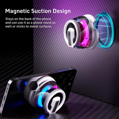 RedMagic Mini Phone Stand with Bluetooth Speaker, BT 5.3, RGB Light, Game/Music Mode, Wireless Portable Magnetic Speaker for Golf Cart, Travel, Shower, Outdoors or Metal Surface