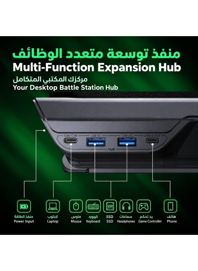 Gaming Laptop Cooler SuperCharged Pro by Black Shark – Laptop Cooling Pad with 4000RPM Turbo Fan, RGB Lighting, Smart Display, USB 3.0 Hub, App Control, Adjustable Stand & Dust Filter for 14–18 Inch Laptops