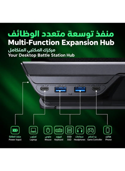 Gaming Laptop Cooler SuperCharged Pro by Black Shark – Laptop Cooling Pad with 4000RPM Turbo Fan, RGB Lighting, Smart Display, USB 3.0 Hub, App Control, Adjustable Stand & Dust Filter for 14–18 Inch Laptops