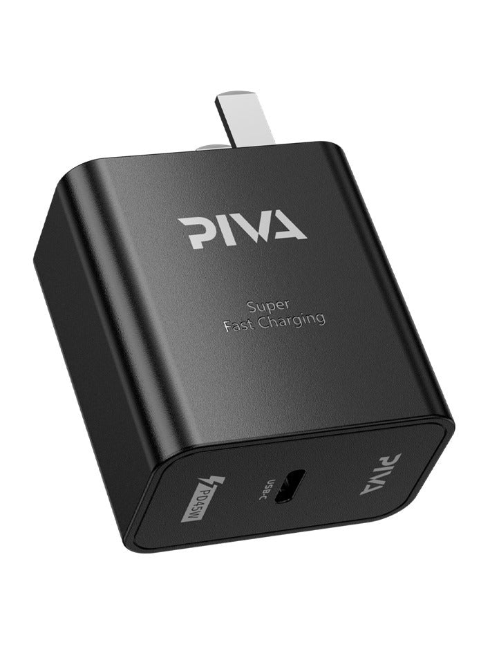 PIVA CG445 45W GaN fast charger, black