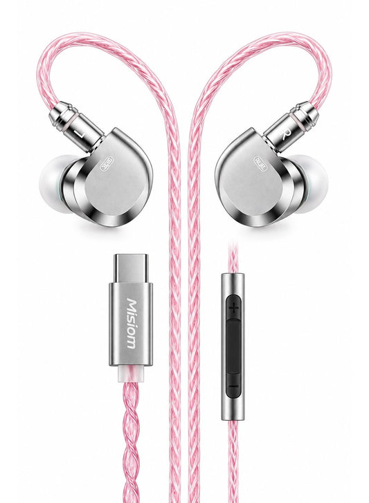 Misiom Taurus II IEM Type-C Gaming Earphones with Microphone, Built-In SPV6040 DAC Decoder, 11mm High-Performance Dynamic Driver with Carbon-Dome Diaphragm, Zinc-Alloy Shell, 20Hz – 40kHz HiFi Sound