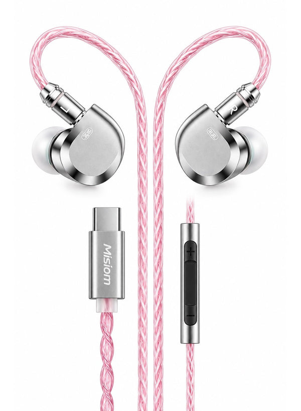 Misiom Taurus II IEM Type-C Gaming Earphones with Microphone, Built-In SPV6040 DAC Decoder, 11mm High-Performance Dynamic Driver with Carbon-Dome Diaphragm, Zinc-Alloy Shell, 20Hz – 40kHz HiFi Sound
