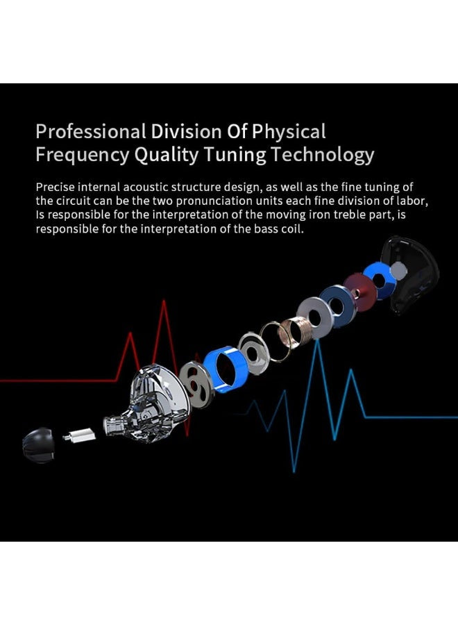 KZ ZST IEM Hybrid HiFi In-Ear Earphones with Microphone, 1 Balanced Armature and 1 Dynamic Driver, Wired 3.5mm Headphones with Powerful Bass, Rich Midrange, Detailed Treble, Ergonomic Secure Fit, Passive Noise Isolation, Memory Ear Hooks and Detachable Ca