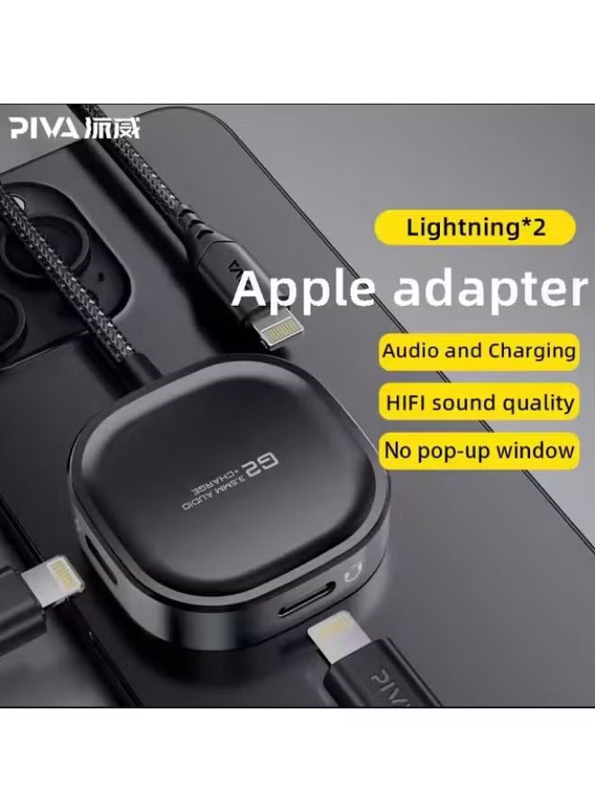 PIVA G2 iPhone Lightning Adapter – Headphone Jack with 21W Lightning Fast Charging, HD Clear Voice with Extra Bass, Zero Delay, Mic Supported, MFI-Certified Chipset, Perfect for iPhone 8, X, 11, 12, 13, and 14 Pro Max (Double Lightning))
