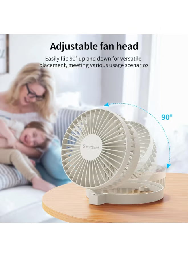 SmartDevil USB Desk Fan, Small Personal Desktop Table Fan with Strong Wind, Quiet Operation Portable Mini Fan for Home Office Bedroom Table and Desktop (white)