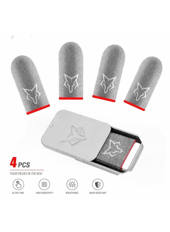 Sarafox V10 4 Pieces Mobile Gaming Finger Sleeves, Golden Silk Silver Fiber Touc