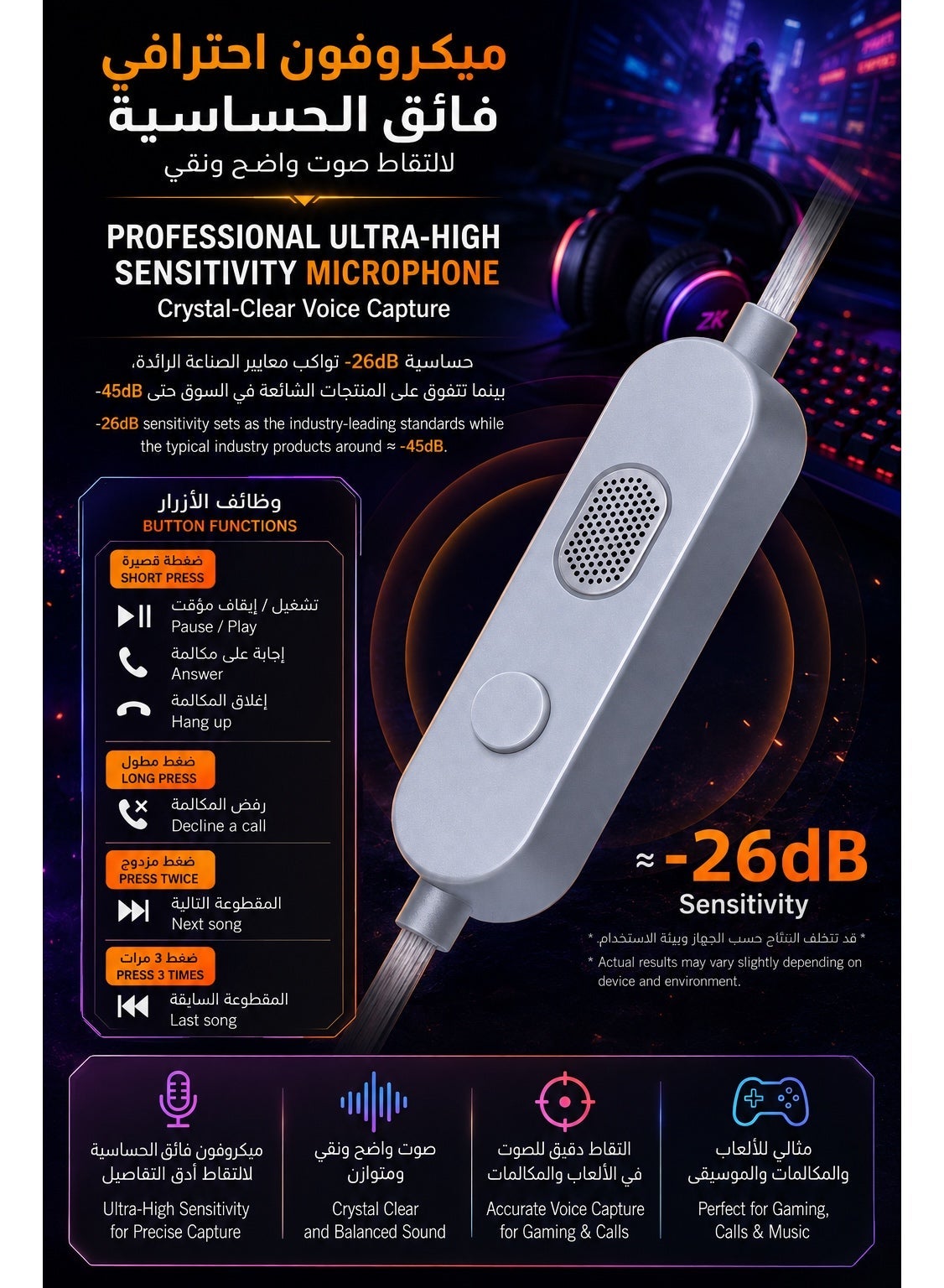 KZ Gale IEM Type-C Gaming with Built-in DSP Sound Card & Mic, Compatible with RedMagic, iPhone, iPad, Samsung, PC Laptops, Zero-Latency In-Ear Gaming Headphones for PUBG Mobile, Free Fire, Valorant, & CS2 (with Mic)