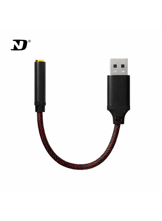 NDND N1 3.5mm to USB-A Audio Adapter Cable with Built-in DAC, Hi-Res 24-bit/96kHz Sound, Noise-Cancelling Audio Transmission, Ultra-Low Latency