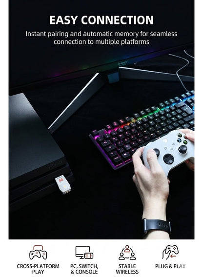 محول بيغ بيغ وون آر100 برو اللاسلكي وايرلس لبلايستيشن 5 وبلايستيشن 4 وإكس بوكس سيريس وإكس بوكس ون وإليت سيريس ونينتندو سويتش والكمبيوتر
