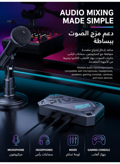 PIVA VD05 4K60Hz & 1080p 240Hz Video Capture Card with Built-in Cooling Fan for Live Streaming and Recording – Connect iPad, iPhone 15/17, Android Phones & Tablets to PC via HDMI & USB 3.0, Ultra-Low Latency, HDR Loop Out, 240Hz Support, Mic & Audio Input