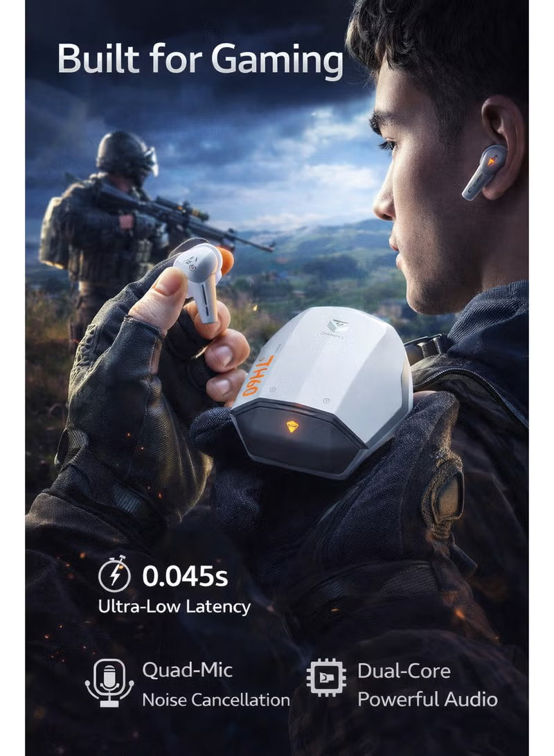 Machenike TH60 Gaming Earbuds TWS Earphones Bluetooth 5.4 – Ultra Low Latency No Delay Wireless Gaming AirPods, Dual Sound Modes (Gaming & Music), ENC Microphone, Immersive Stereo Sound, IPX5 Water Resistant, Long Battery Life with Charging Case, USB-C Fa