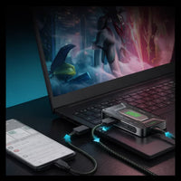 PIVA DS7 7-in-1 USB-C Docking Station & Gaming Hub – 4K@60Hz HDR Video, 100W PD Fast Charging, 32Bit/384KHz Hi-Fi Audio, Gigabit Ethernet, USB 3.1 Data Transfer for Streaming & Recording – Compatible with RedMagic, iPhone, iPad, Android & Laptops