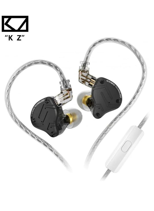 KZ ZS10 PRO X IEM original Upgraded 1DD+4BA Hybrid Driver HiFi in Ear Earphones IEM with Alloy Faceplate, Detachable Silver-Plated Recessed 2Pin Cable for Audiophile Musician DJ Stage (With Mic)