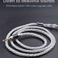 Z 784 Core Blue-Silver Mixed Silver-Plated Hi-Fi Audio Upgrade Cable, 3.5mm Plug, 2-Pin Connector, Low-Loss High-Purity Replacement Cable for KZ IEM Earphones