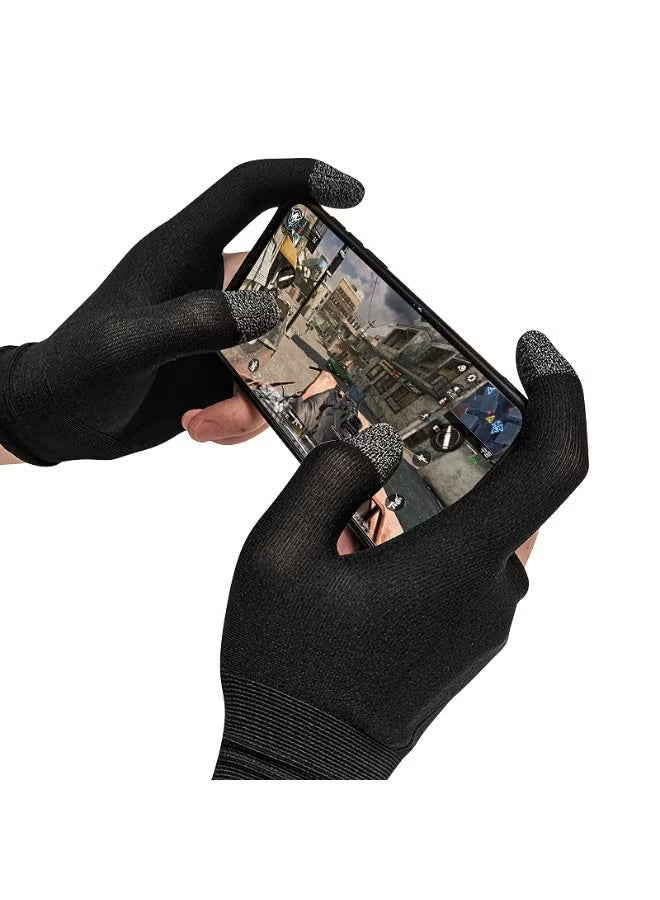 MEMO Carbon Fiber Two-Finger Gaming Glove – High Sensitivity Touch, Breathable & Sweat-Proof, Anti-Slip Design for Smooth & Precise Control – Compatible with iPhone, iPad, RedMagic, Samsung – Ideal for PUBG, COD & FPS Gaming (1 Pair - 2 PCS)