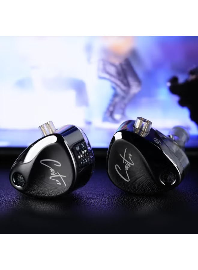 Z Castor IEM Harman Target Version With Improved Bass Version IEM In-Ear Earphones – Dual Dynamic Drivers (10mm + 8mm), Tunable Sound with 4 Adjustment Switches (16 Profiles), Noise Isolating, 3.5mm, 0.75mm 2-Pin, Gray With Mic - Bass Version