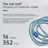 D D3 Silver-Plated Braided Earphone Upgrade Cable, Detachable Plug Replacement Cable with Interchangeable 3.5mm / 2.5mm / 4.4mm Plugs, 16-Strand 352-Core, Compatible with KZ IEMs 0.75–0.78mm