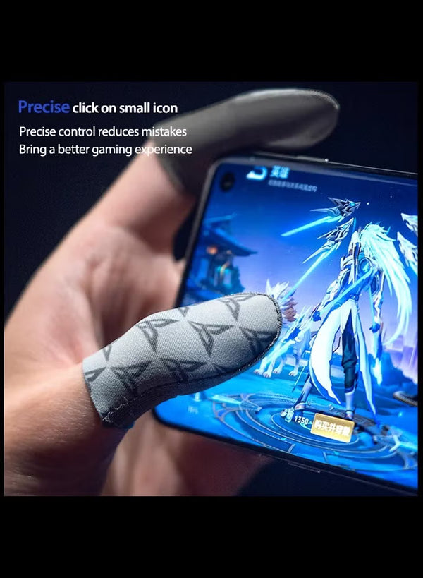 أكمام أصابع الألعاب الأصلية Flydigi P1 Lite – قماش FlySilver فائق الموصلية بسمك 0.3 ملم، نايلون 40D، متانة عالية، مقاوم للعرق ومقاوم للانزلاق، لمسة حساسة جداً – متوافق مع iPhone و iPad و RedMagic و Samsung – ألعاب PUBG و COD و FPS (زوج واحد - قطعتان)