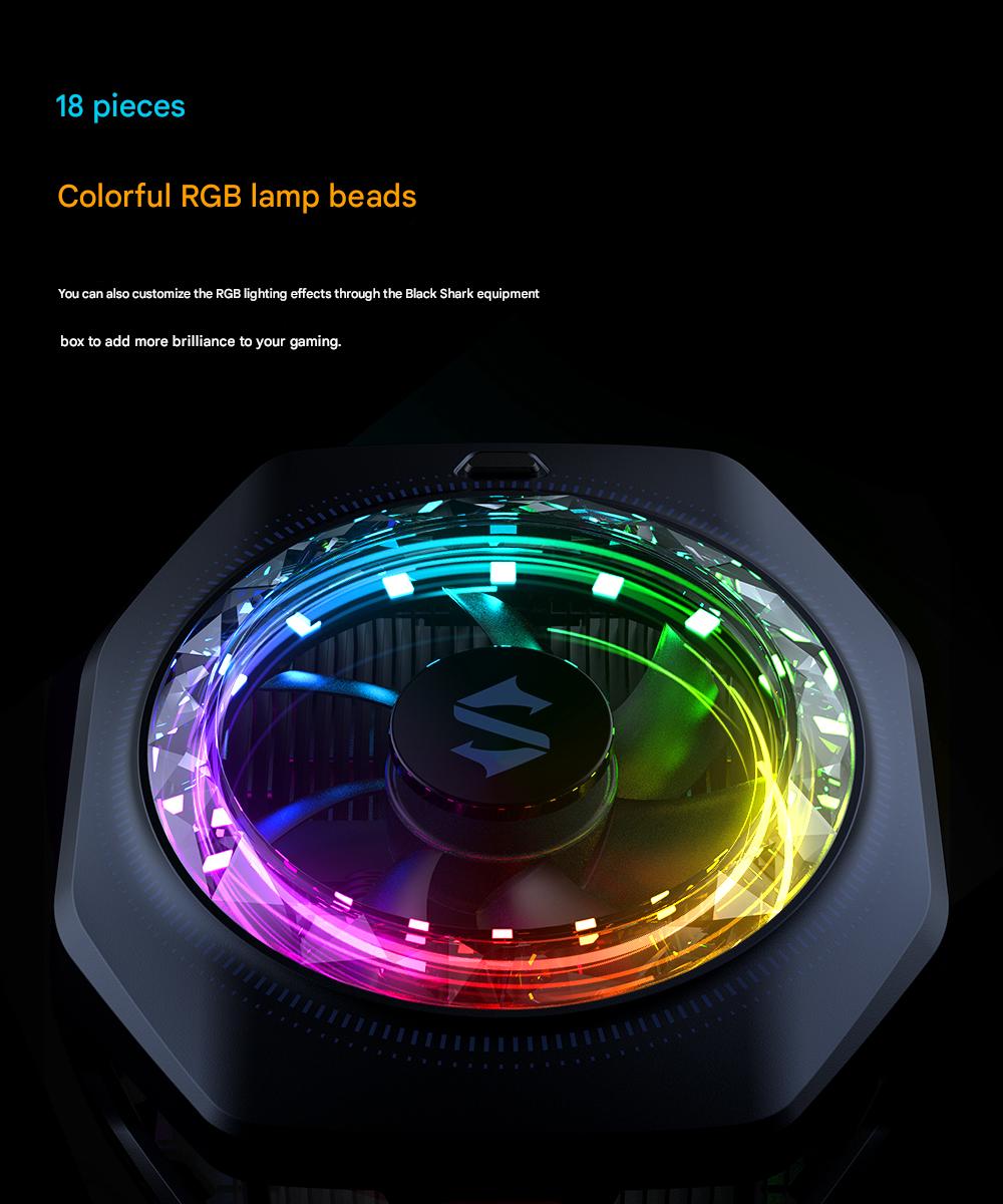 Black Shark Magnetic Phone Cooler 5 Pro - 18 Addressable RGB LEDs, Detachable Grip, APP-Controlled Thermostatic Cooling Fan for iPhone MagSafe/Android/iPad -Gaming/Streaming/Photography