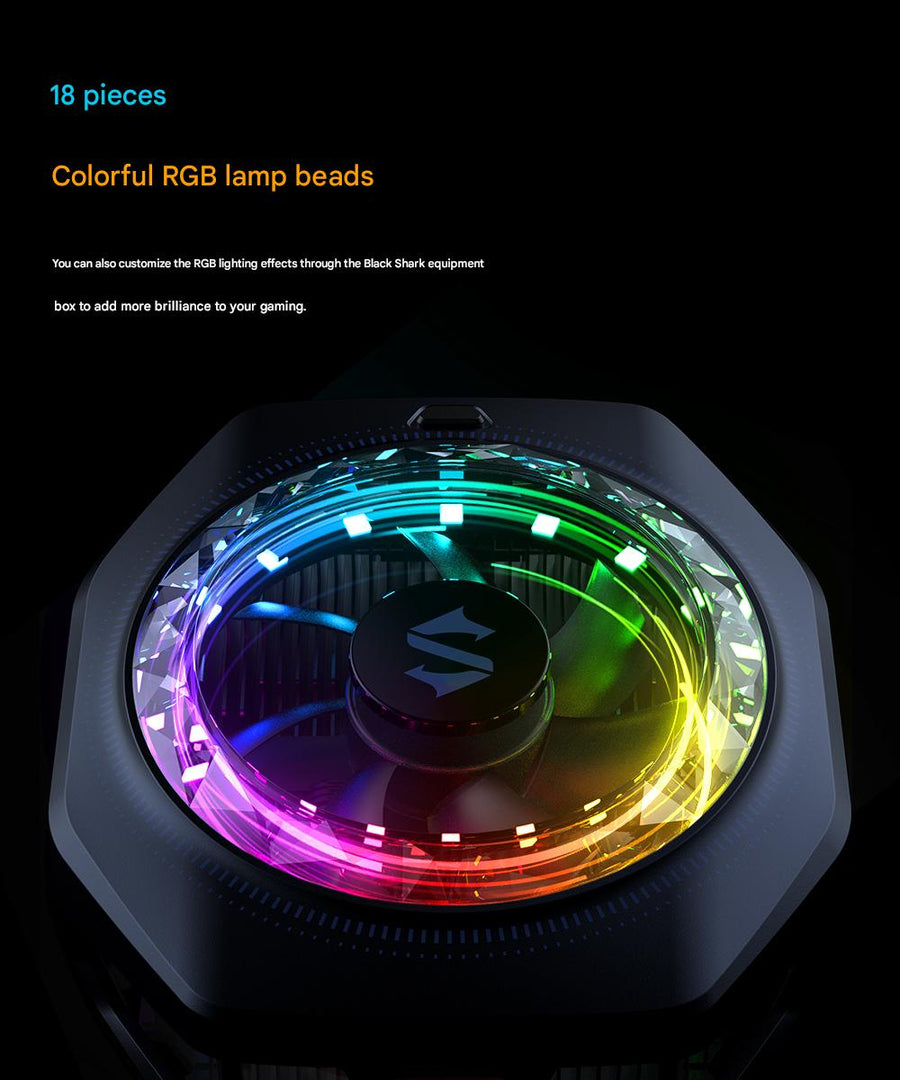 Black Shark Magnetic Phone Cooler 5 Pro - 18 Addressable RGB LEDs, Detachable Grip, APP-Controlled Thermostatic Cooling Fan for iPhone MagSafe/Android/iPad -Gaming/Streaming/Photography